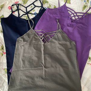 Zenana Outfitters Lattice Front Camis -  Navy, Purple & Army Green